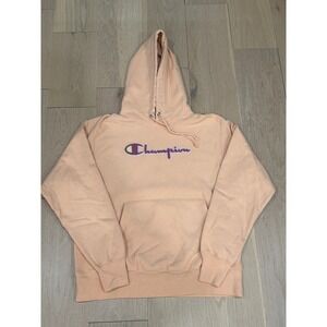Champion Reverse Weave Peach Logo Hoodie Sweatshirt Womens Size Medium